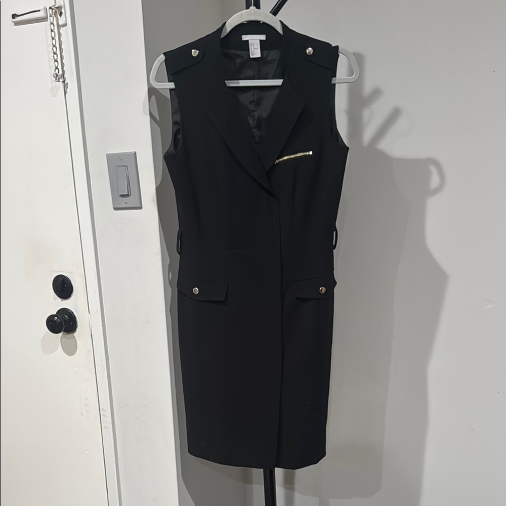 Black Sleeveless Military Inspired Dress